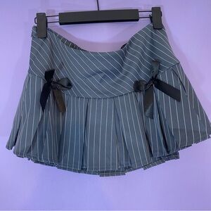 Grey Pinstriped Bow Skirt